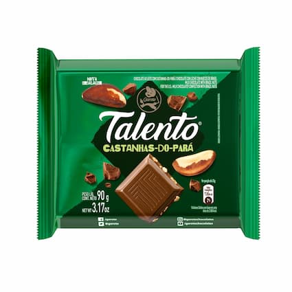 Chocolate GAROTO TALENTO ao Leite com Castanhas-do-Pará 85g