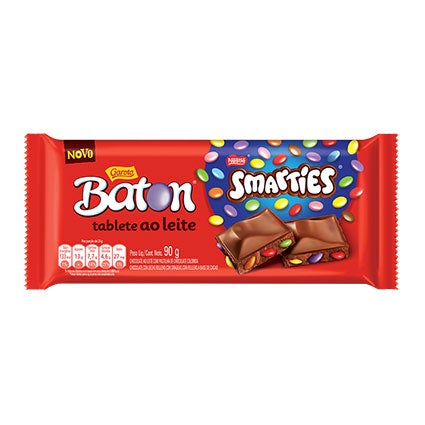 Chocolate GAROTO BATON Smarties Tablete 90g