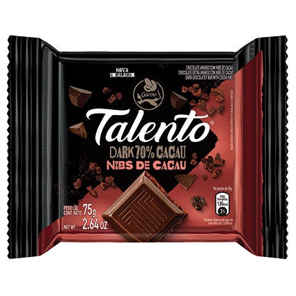 Garoto Chocolate Talento Dark 70% Nibs de Cacau 75g